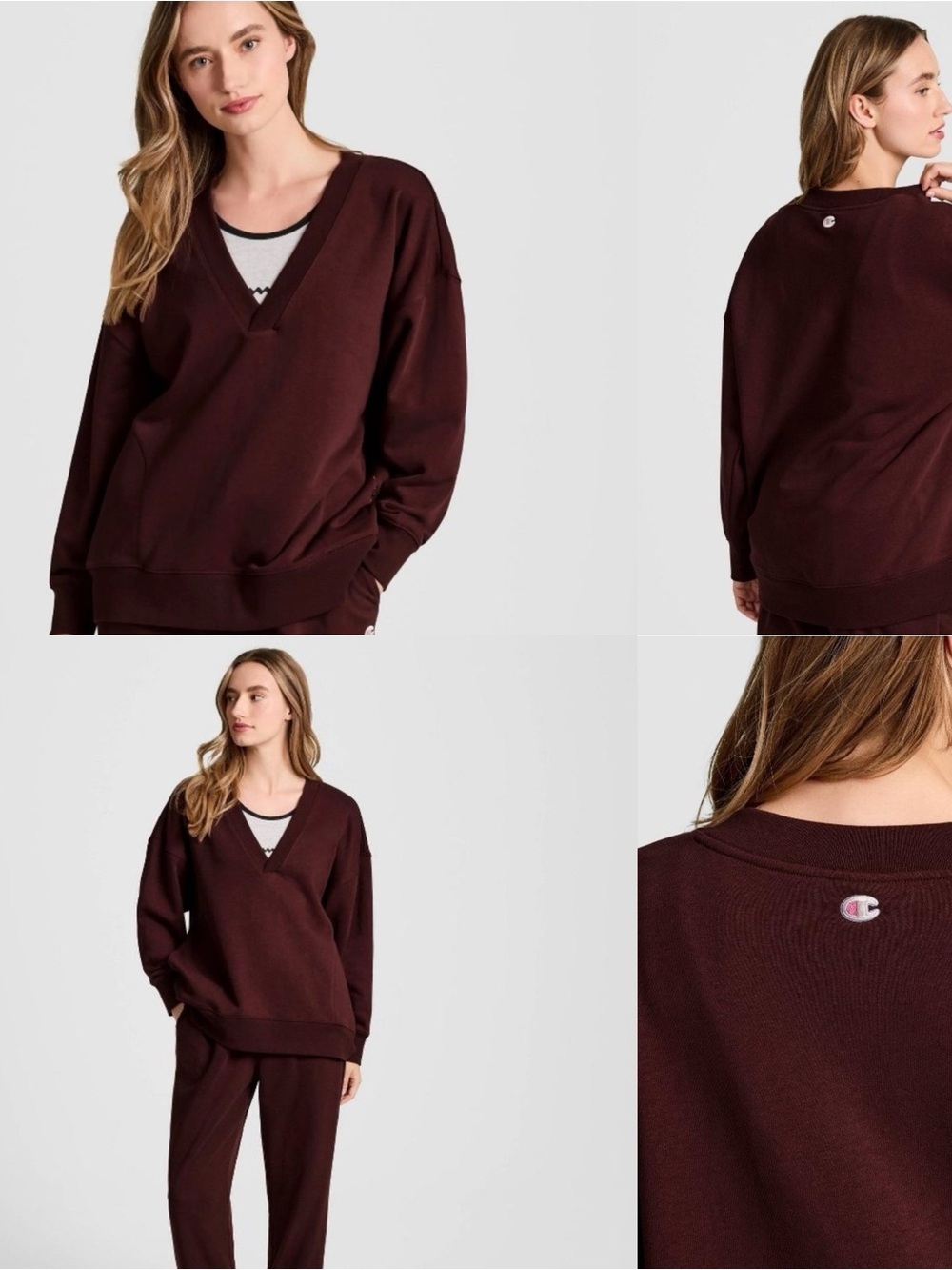 Champion Deep Maroon V-Neck Pullover